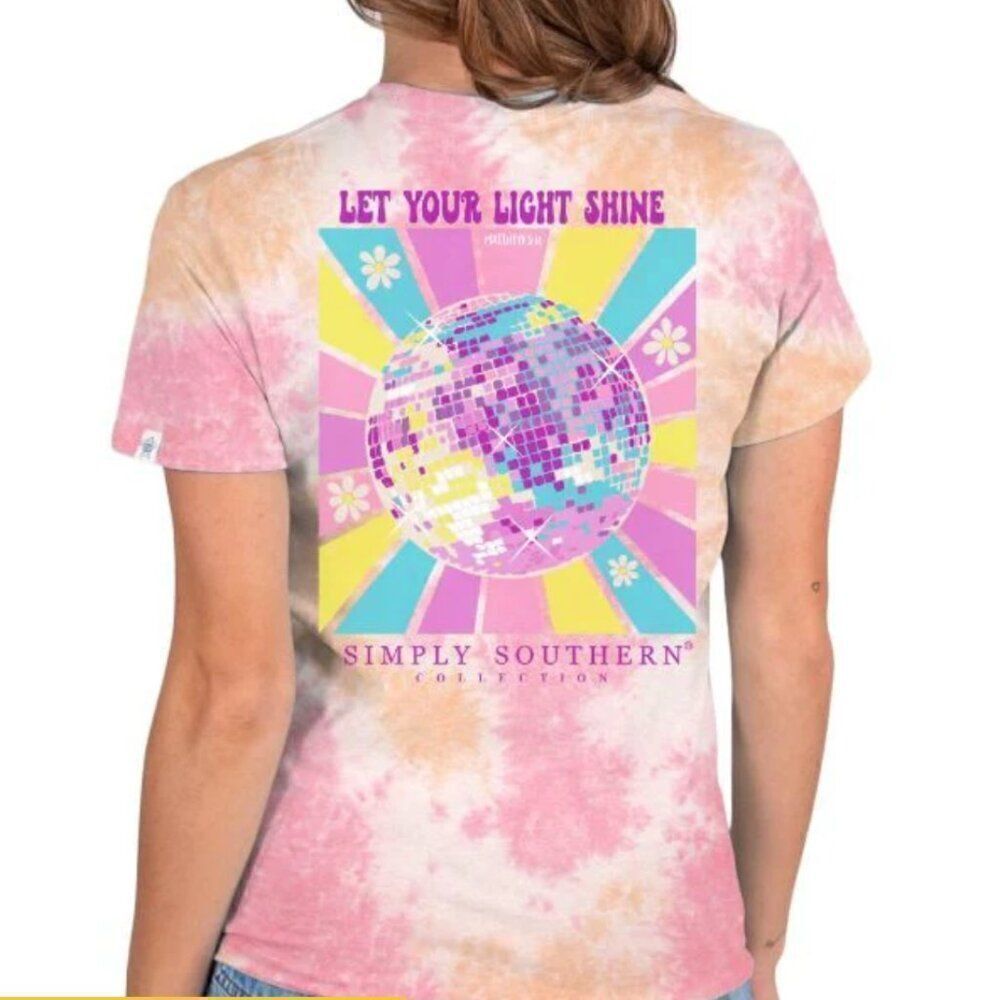 Simple Southern Let Your Light Shine Tie Dye T-shirt in Size Medium